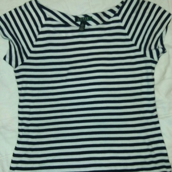 Lauren by Ralph Lauren Stripe Cap Sleeve Top - Picture 3 of 4